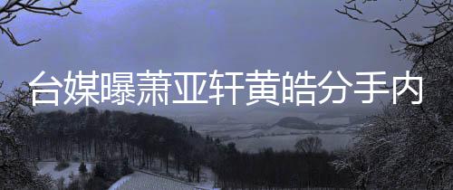选择台媒态差分手分手内幕曝萧黄皓后状亚轩伤